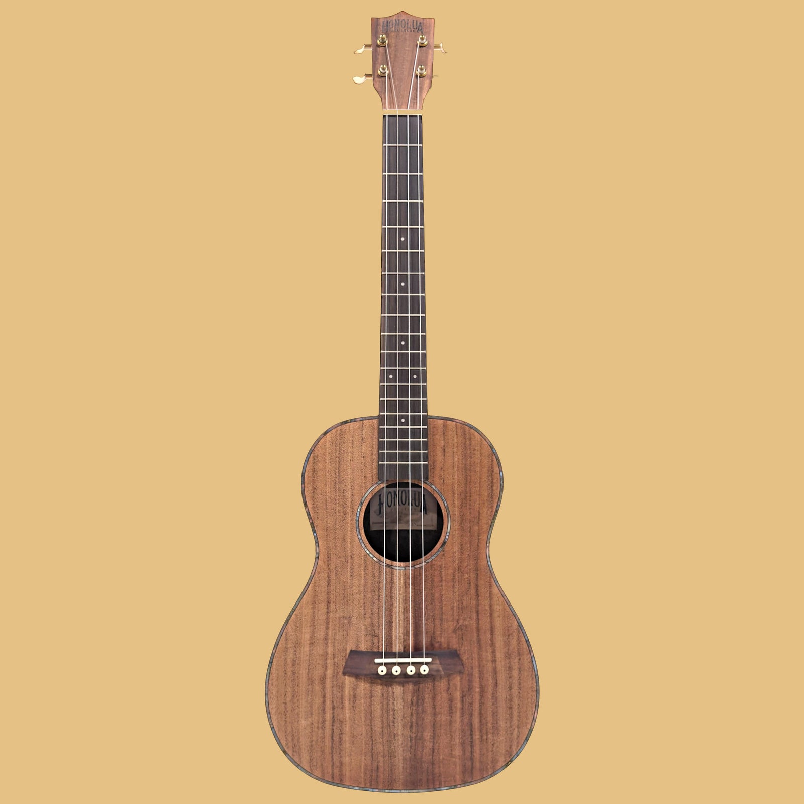 Honolua Kohola Deluxe Solid Top Baritone Ukulele, full front view