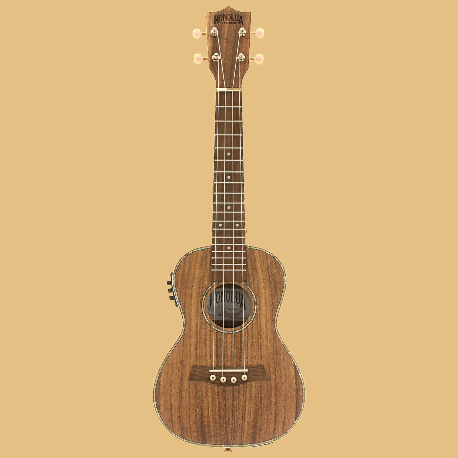 Honolua Kohola Deluxe Solid Top Concert Acoustic Electric Ukulele, full front view