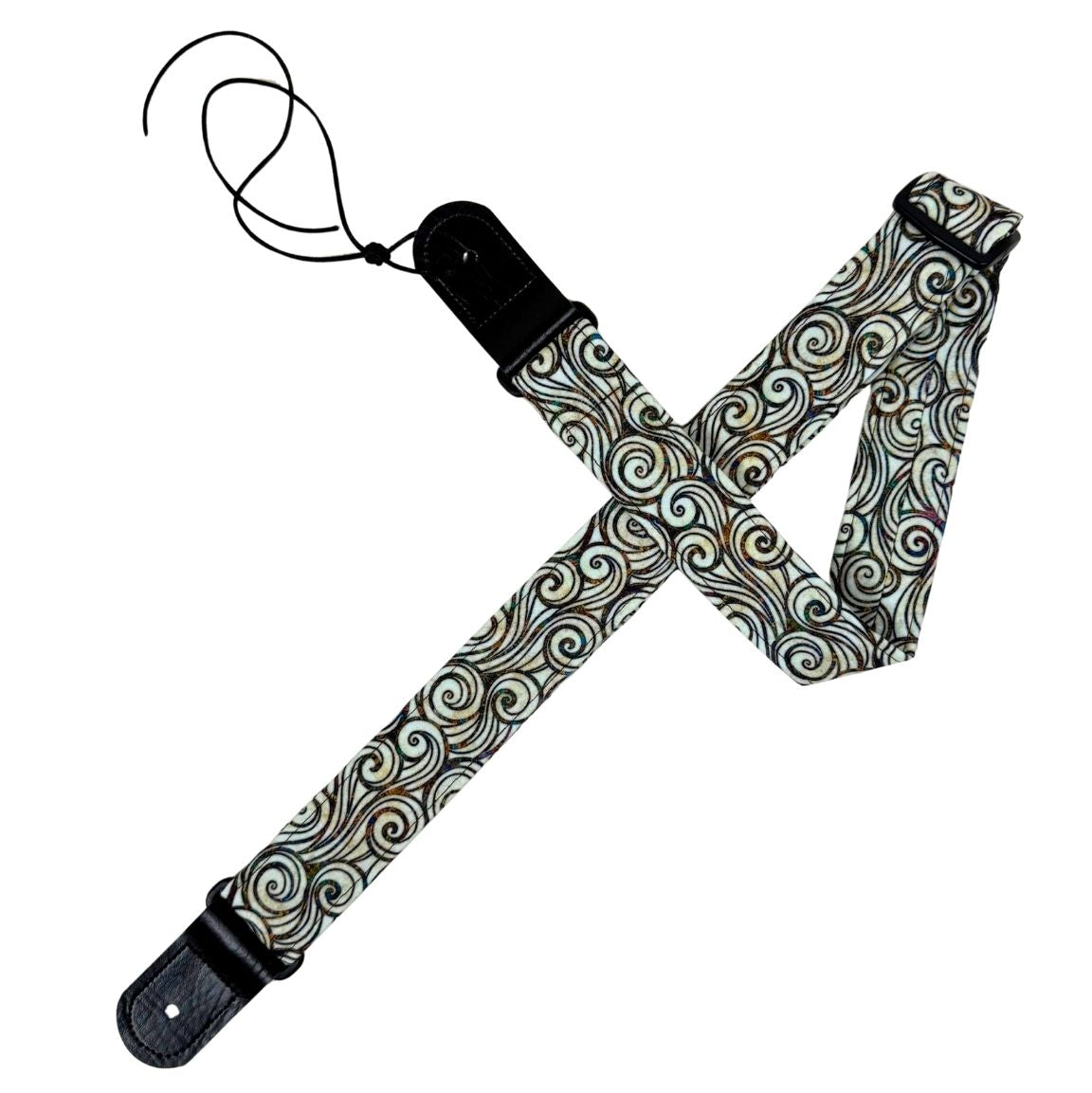 Quilts and Ukuleles Ivory Swirls 1.5" Ukulele Strap