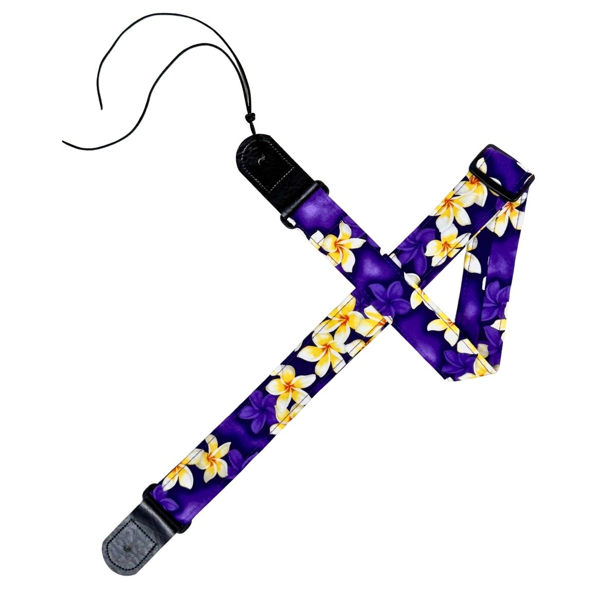 Quilts and Ukuleles Purple Plumeria 1.5" Ukulele Strap