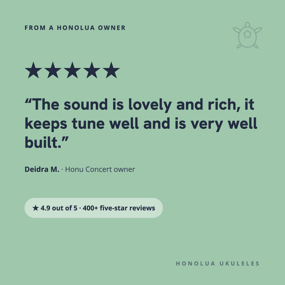 Five-star review from Deidra M., Honu Concert owner