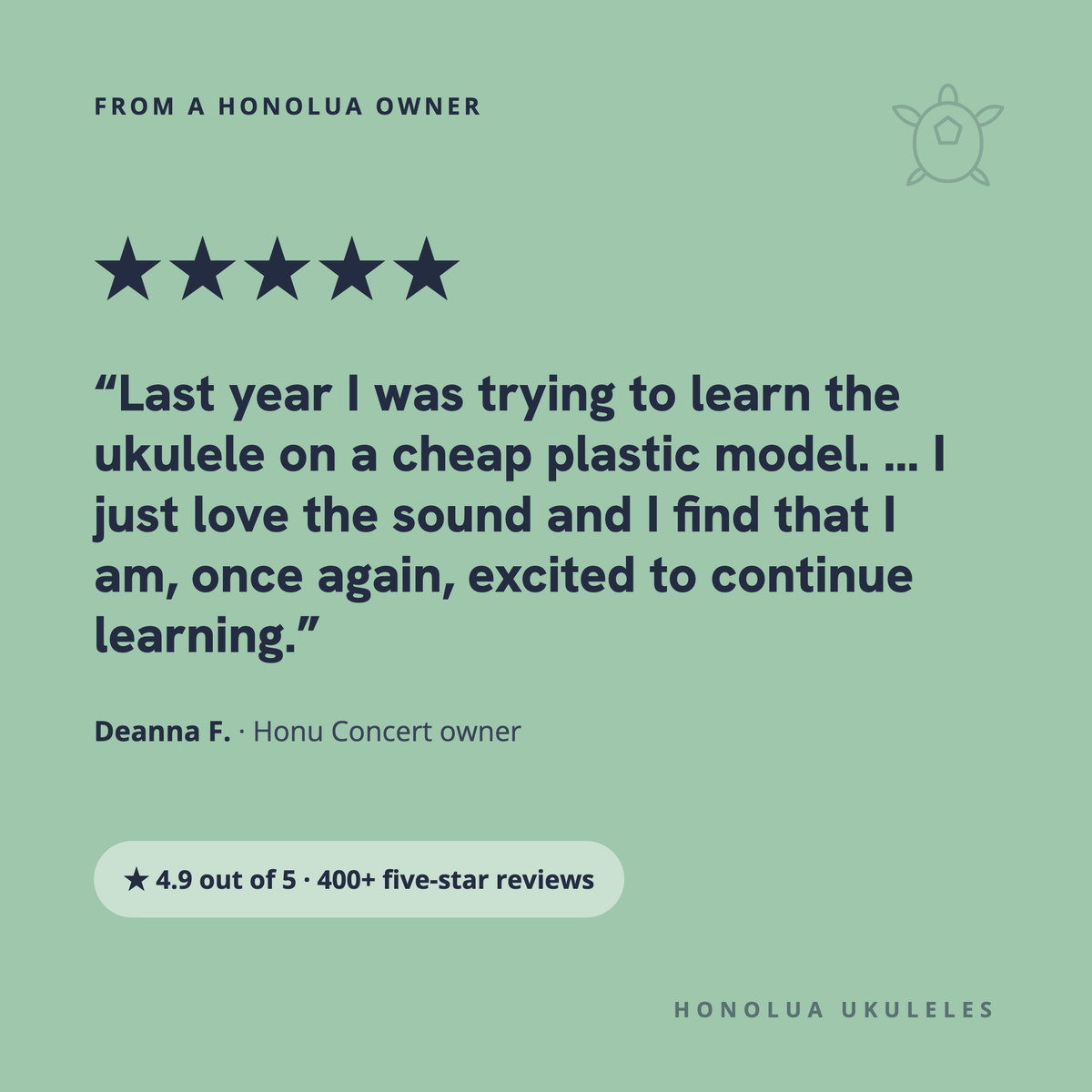Five-star review from Deanna F., Honu Concert owner