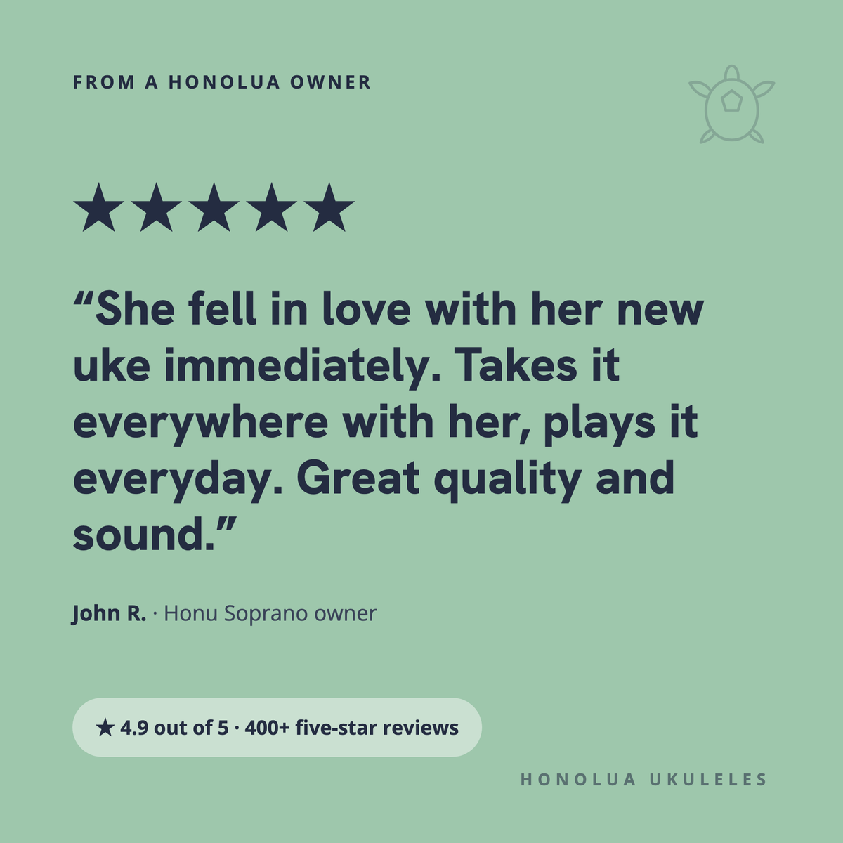 Five-star review from John R., Honu Soprano owner