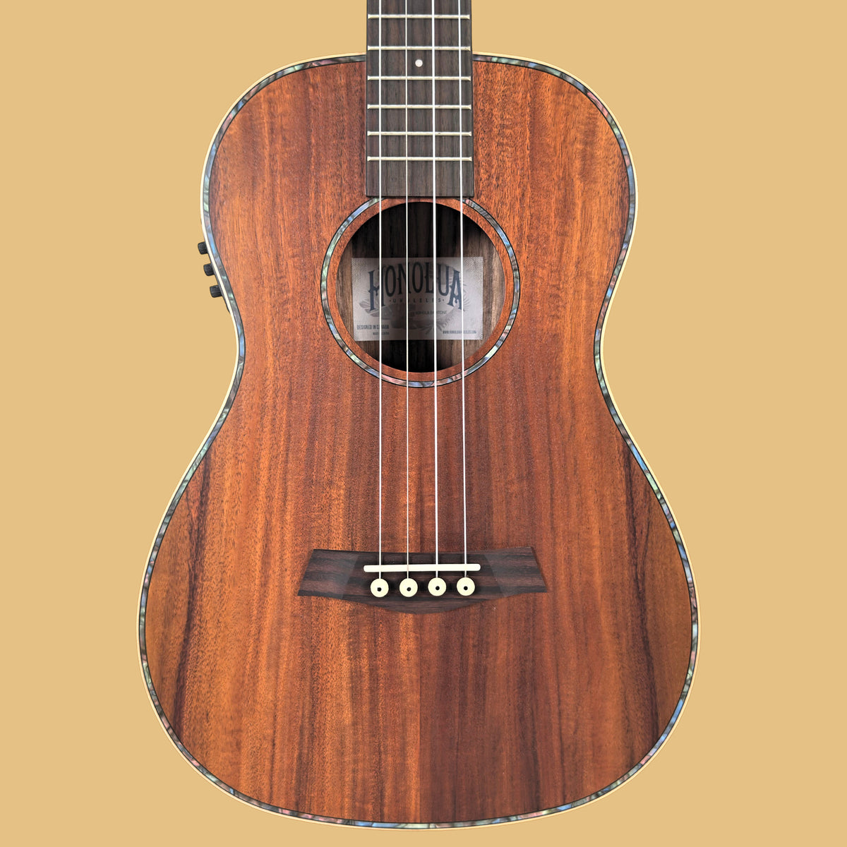 Kohala Deluxe Solid Top Baryton Acoustique Électrique Ukulélé