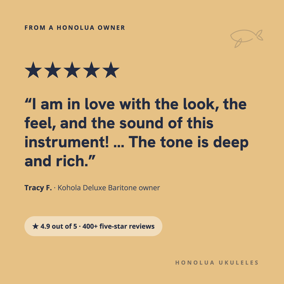 Five-star review from Tracy F., Kohola Deluxe Baritone owner