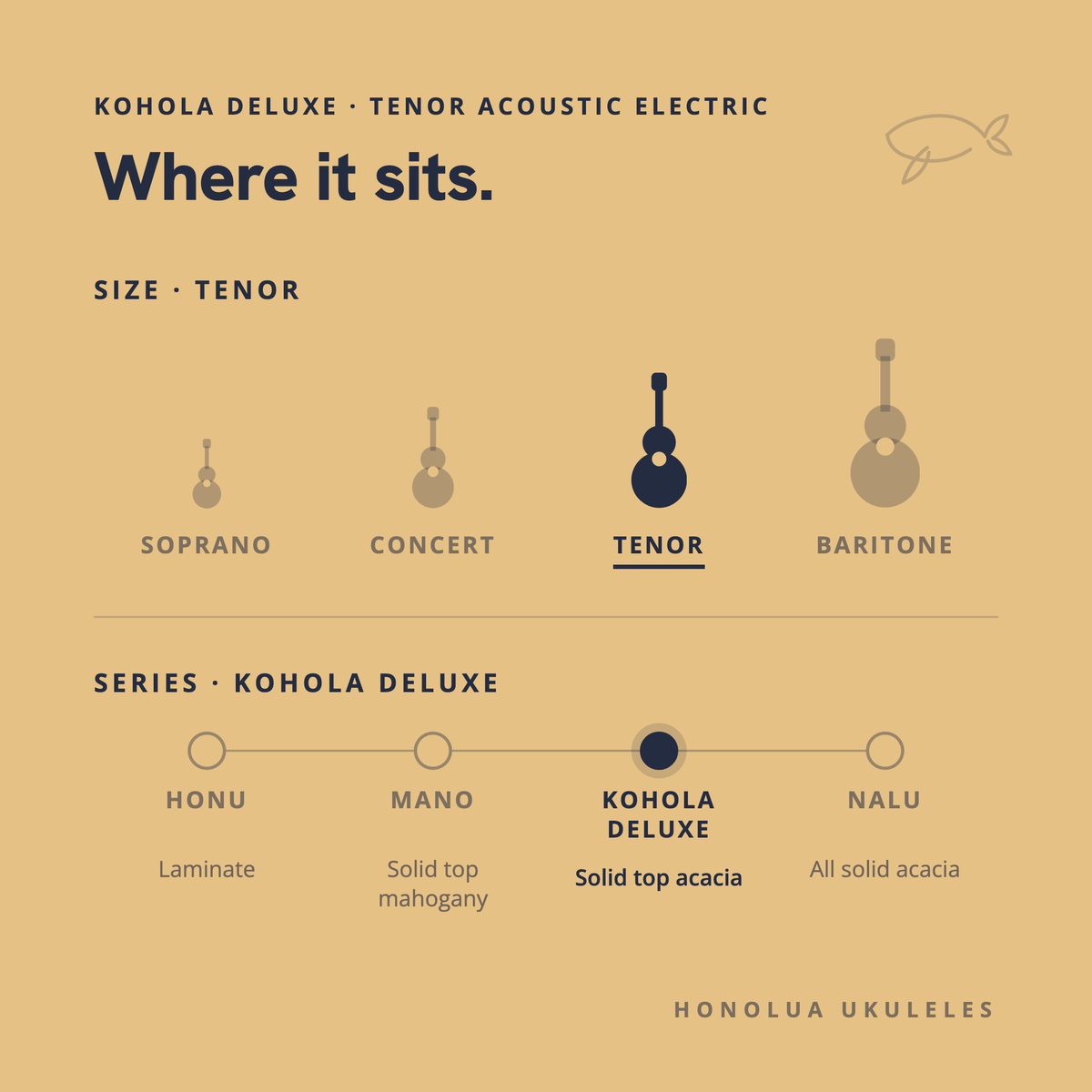Where the Kohola Deluxe Tenor Acoustic Electric sits in the Honolua lineup