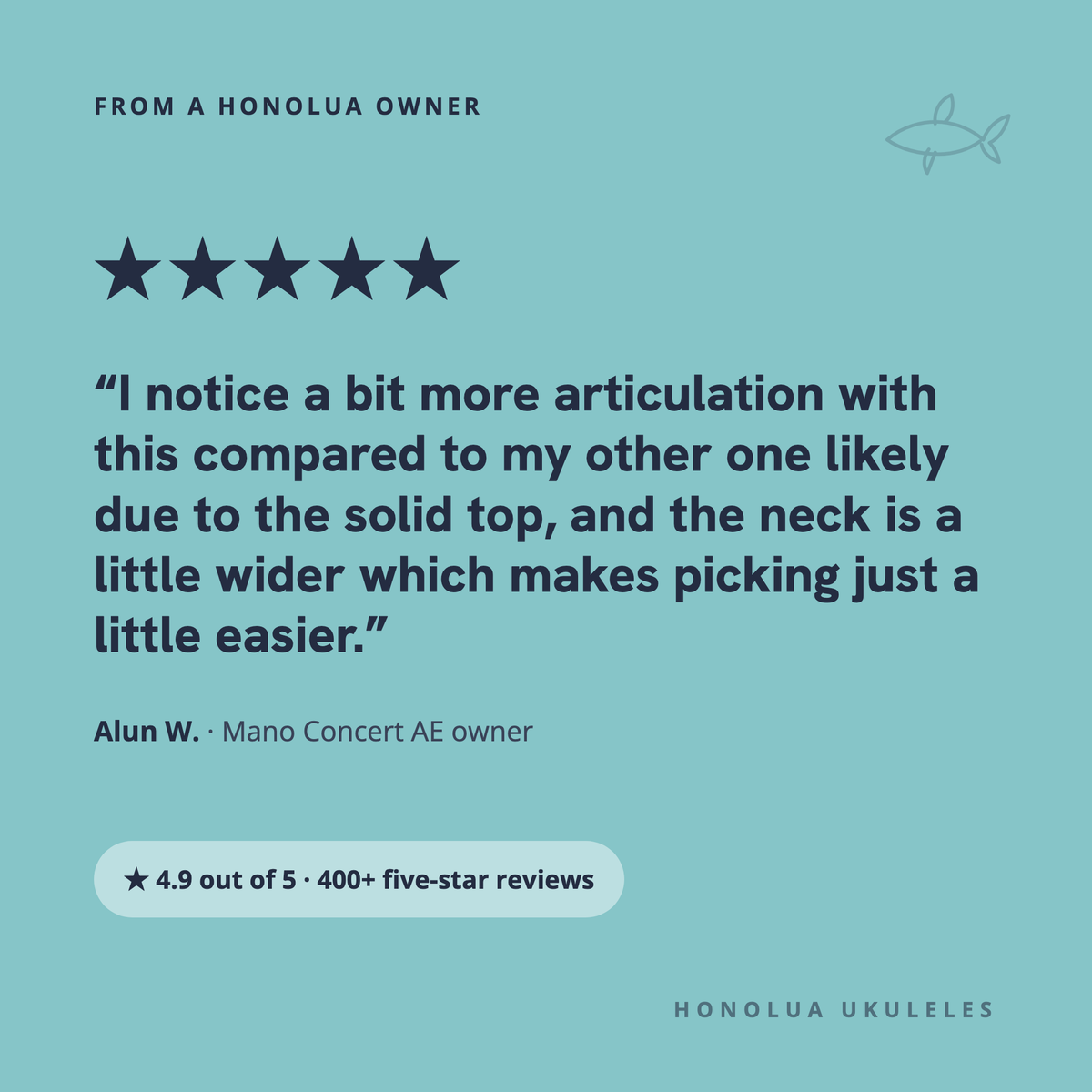 Five-star review from Alun W., Mano Concert AE owner