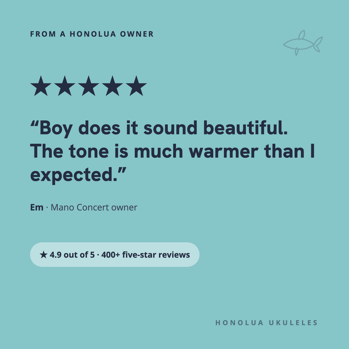 Five-star review from Em, Mano Concert owner