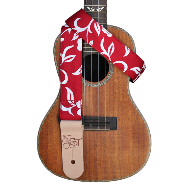 Sherrin&#39;s Threads Red Hibiscus 1.5&quot; Ukulele Strap ST15-737